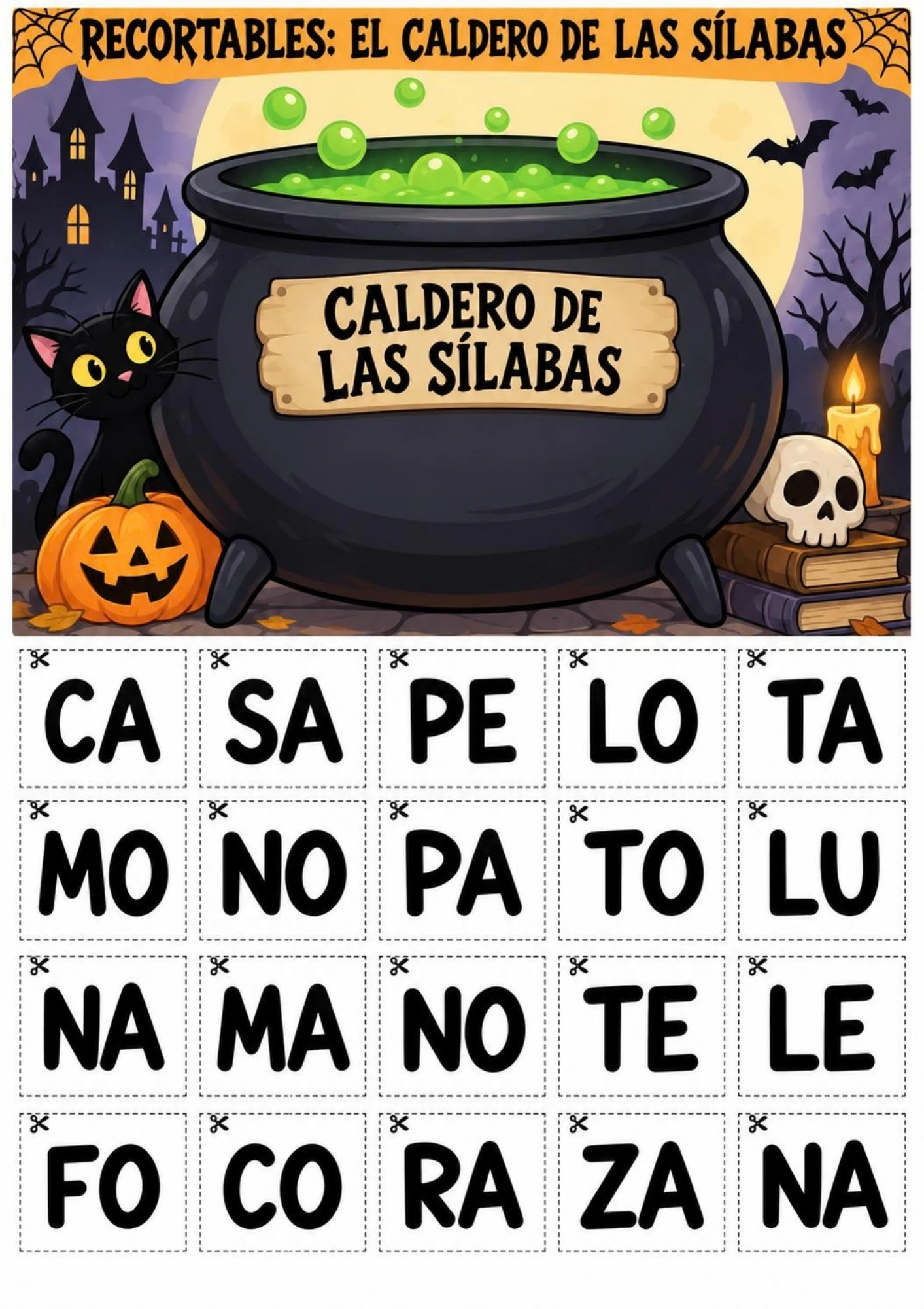 El caldero de las sílabas: recortables